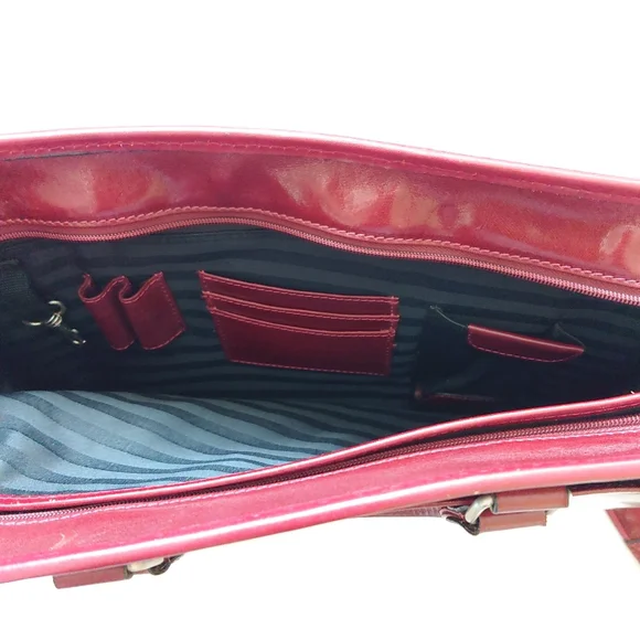 Vantaggio Italian Leather Laptop Briefcase Red RARE 16.5 x 11.5 x 5 RTL $490